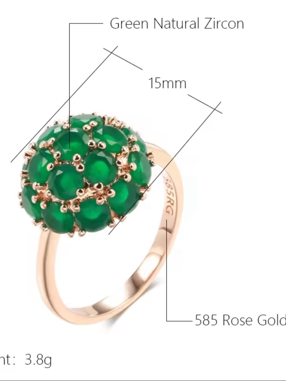 Elegant Green Cluster Ring in Gold Tone
